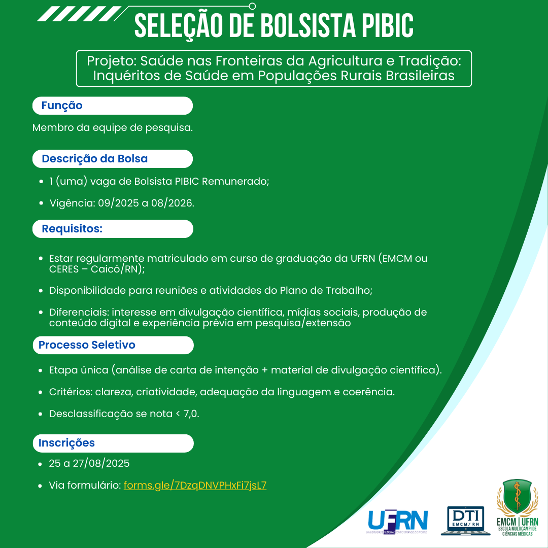 Seleção para bolsista PIBIC